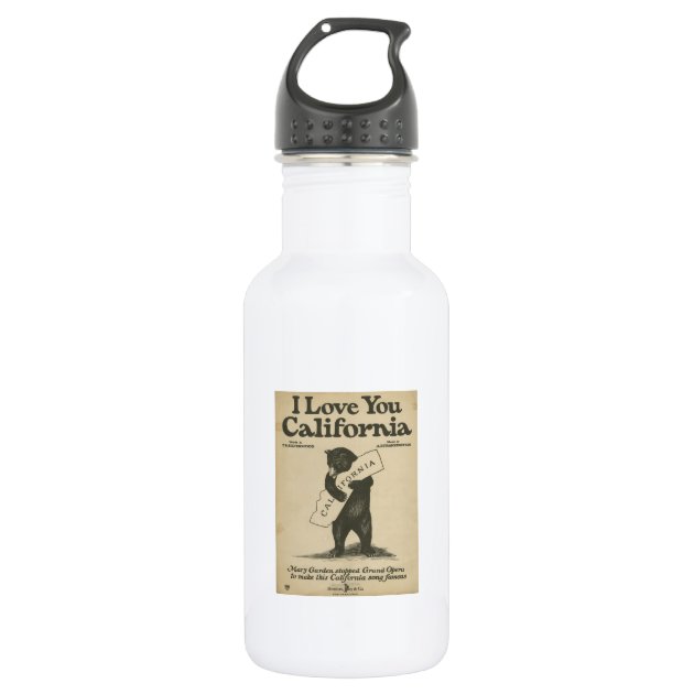 Antique White I Love California Bear Hug Stainless Steel Water Bottle 